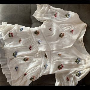 Wild flower embroidered boho blouse